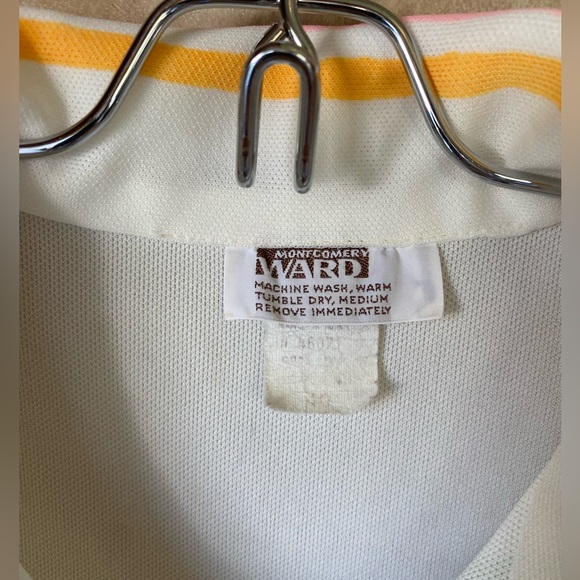 Vintage Montgomery Ward 60s 70s Floral Collared Zip Front Sleeveless Polo Large - Picture 2 of 7